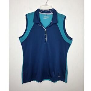 Nike Drifit Tour Performance Golf blue sleeveless polo shirt - large